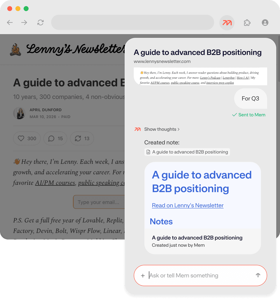 Mem Web Clipper capturing source material for content work.
