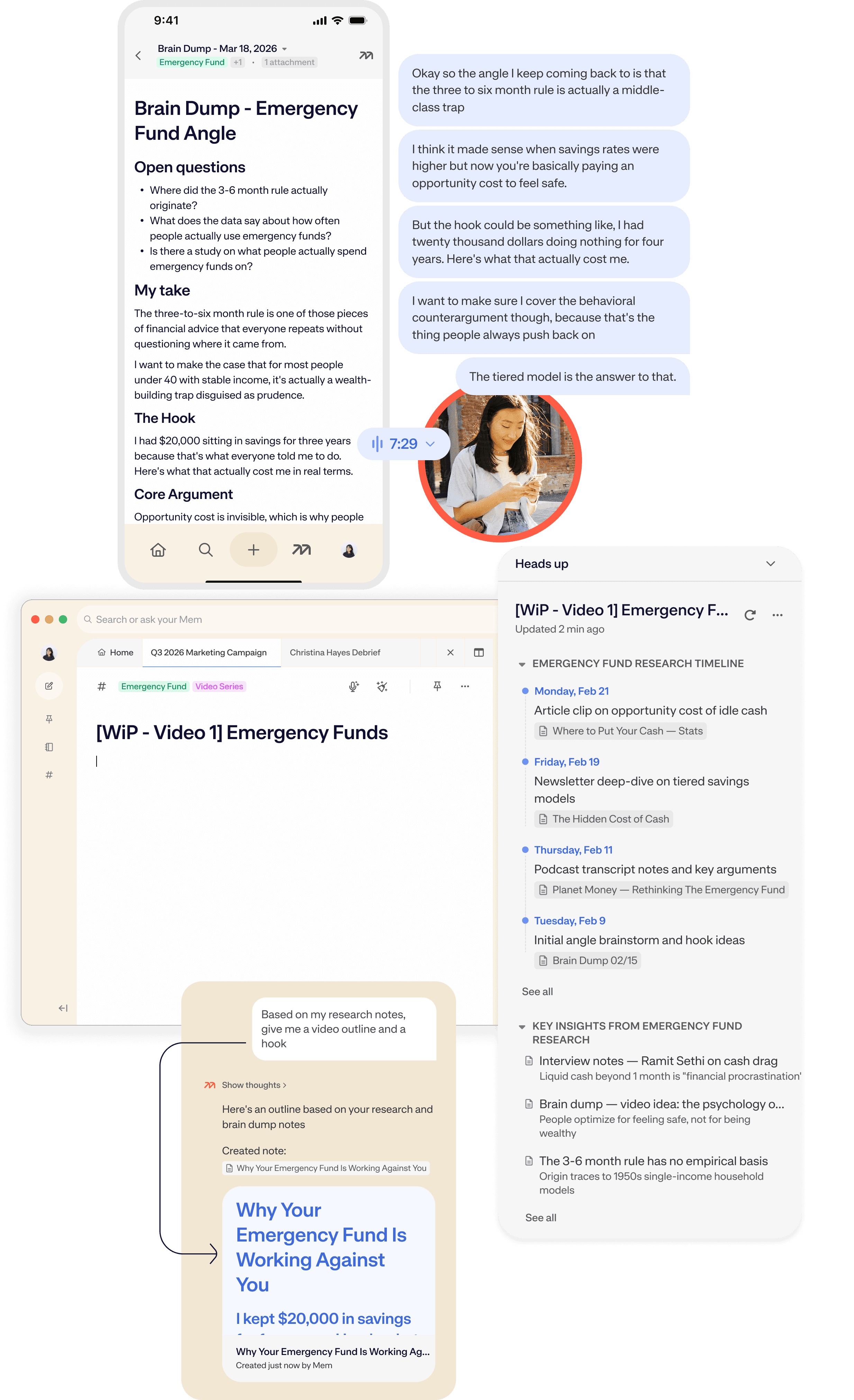 Mem drafting workflow for content creators.