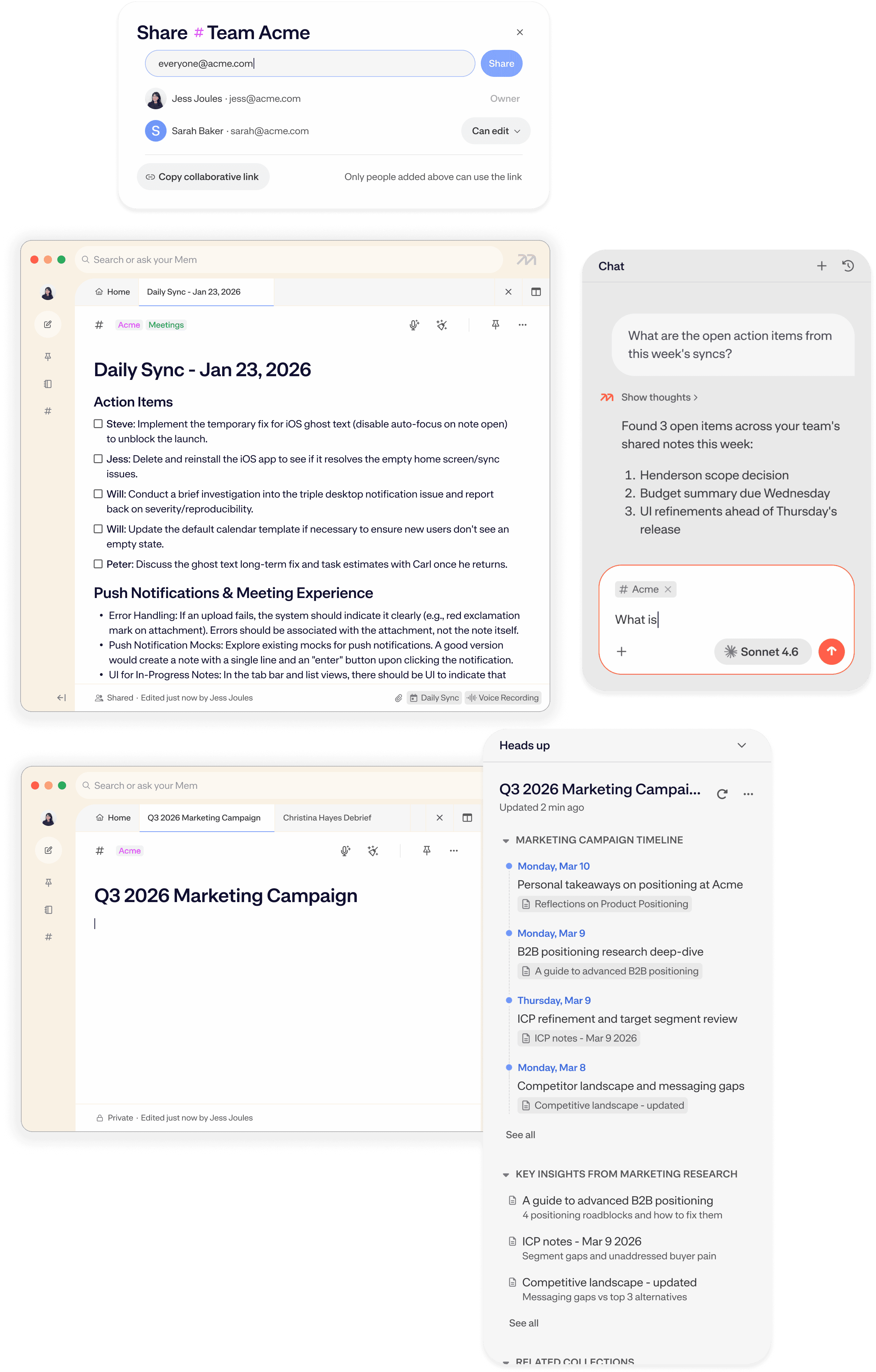 Mem manager workflow with shared team knowledge.