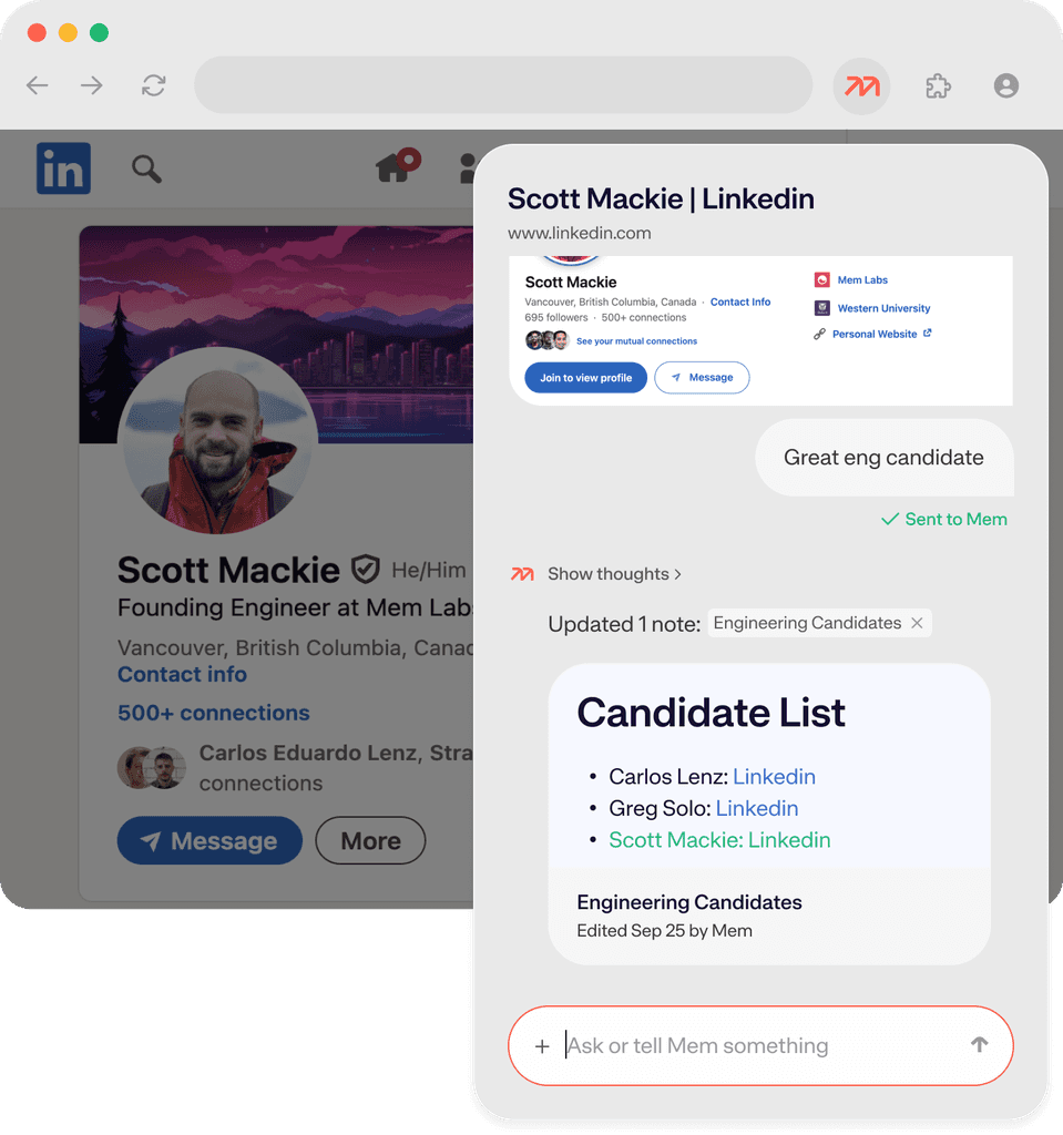 Mem Web Clipper browser extension preview.